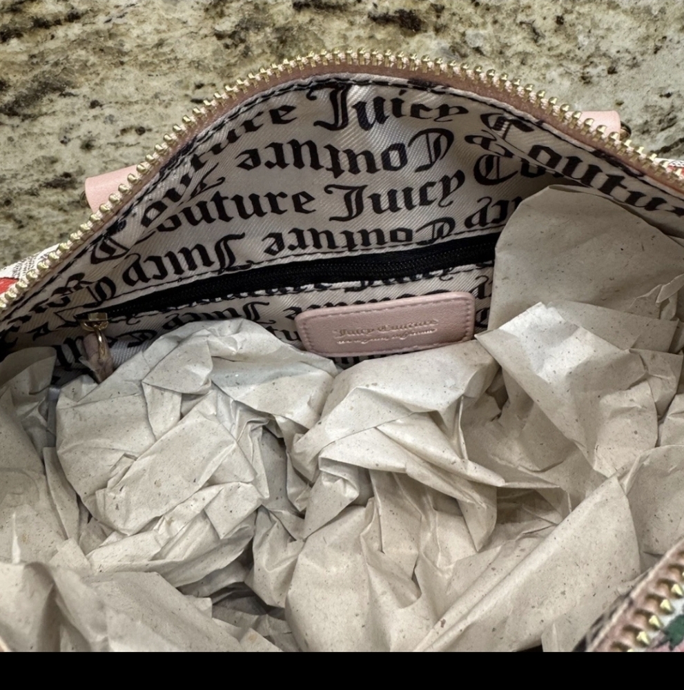 Juicy Couture Freshly Picked π Strawberry Satchel In Pecan White/pink Diam. NWT - Picture 10 of 16